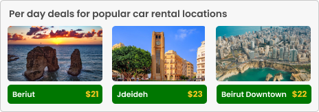 Per day deals for popular car rental locations